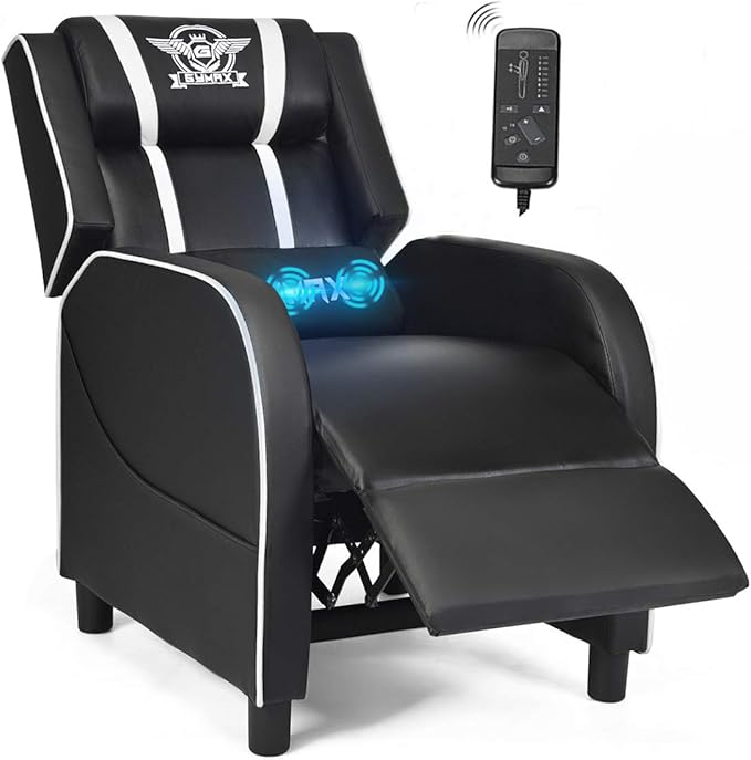 Gaming Recliner Chair with Massage and Footrest