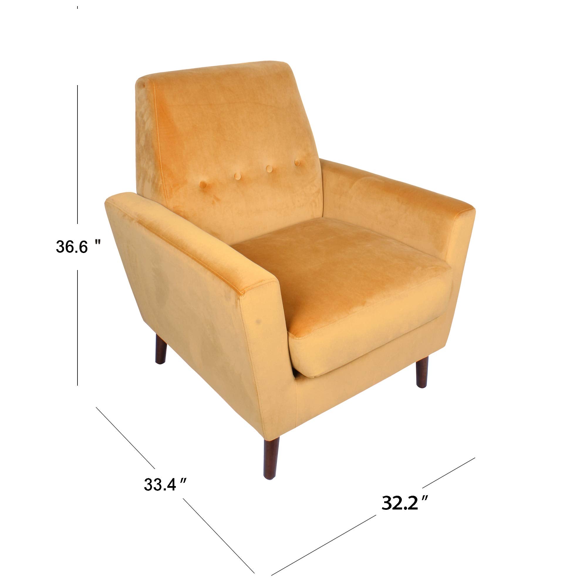 HomePop Mid Century Modern Accent Chair with Button Tufting, Yellow