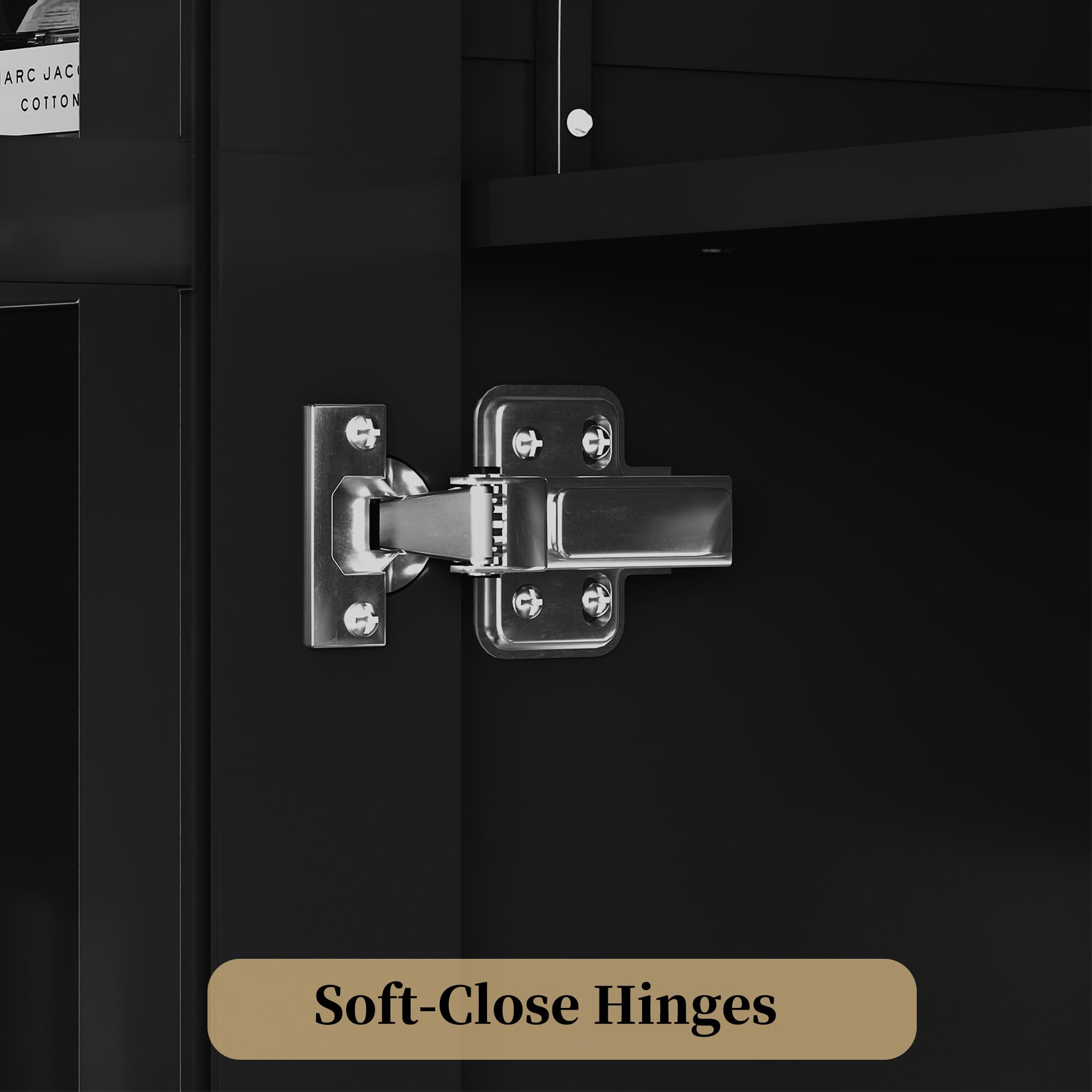 Arched Glass Door Cabinet with Drawers and Shelves