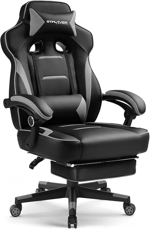 Gaming Chair with Footrest and Lumbar Support