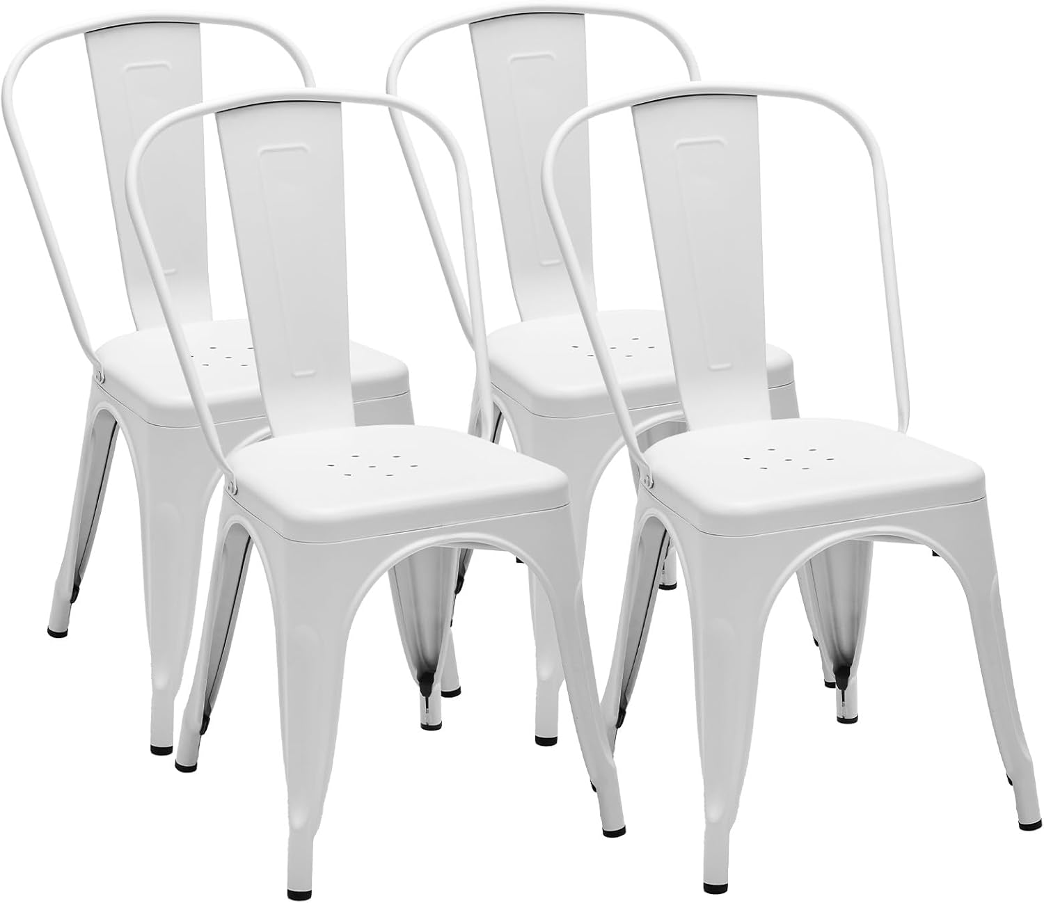 Metal Dining Chairs Set of 8 - Stackable Restaurant Chairs