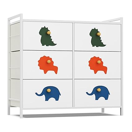 Kids Dresser with 6 Fabric Drawers