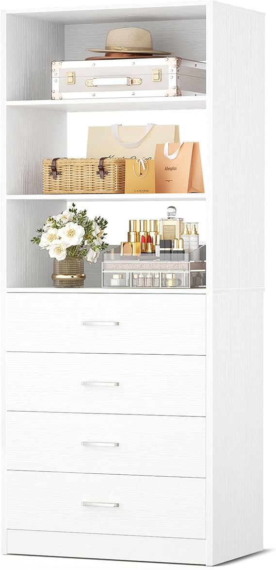 Wood Closet Organizer System with 4 Drawers