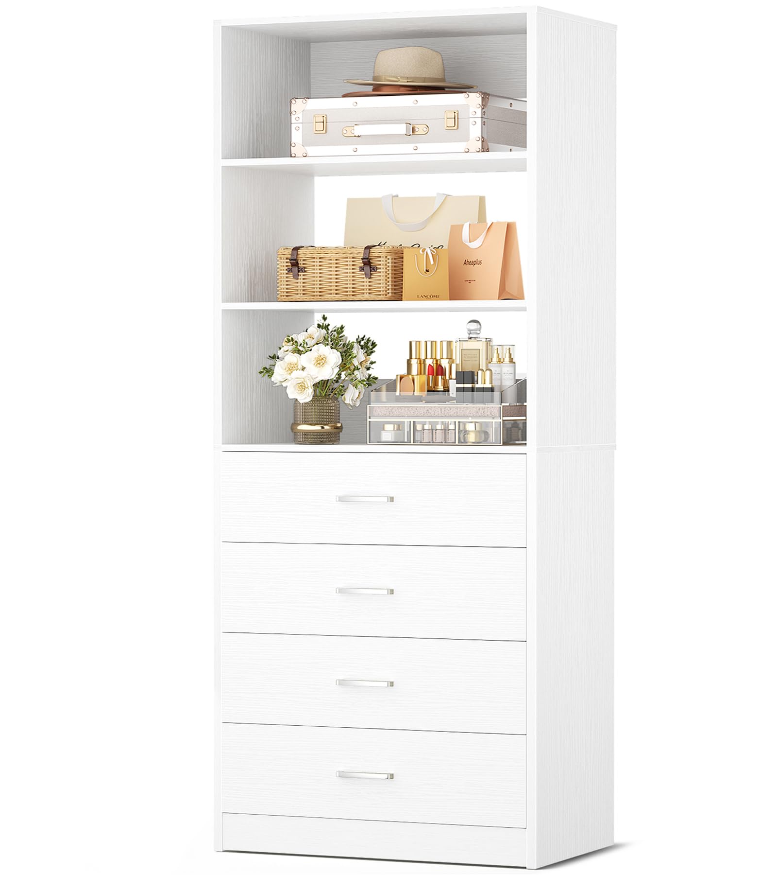 Wood Closet Organizer System with 4 Drawers