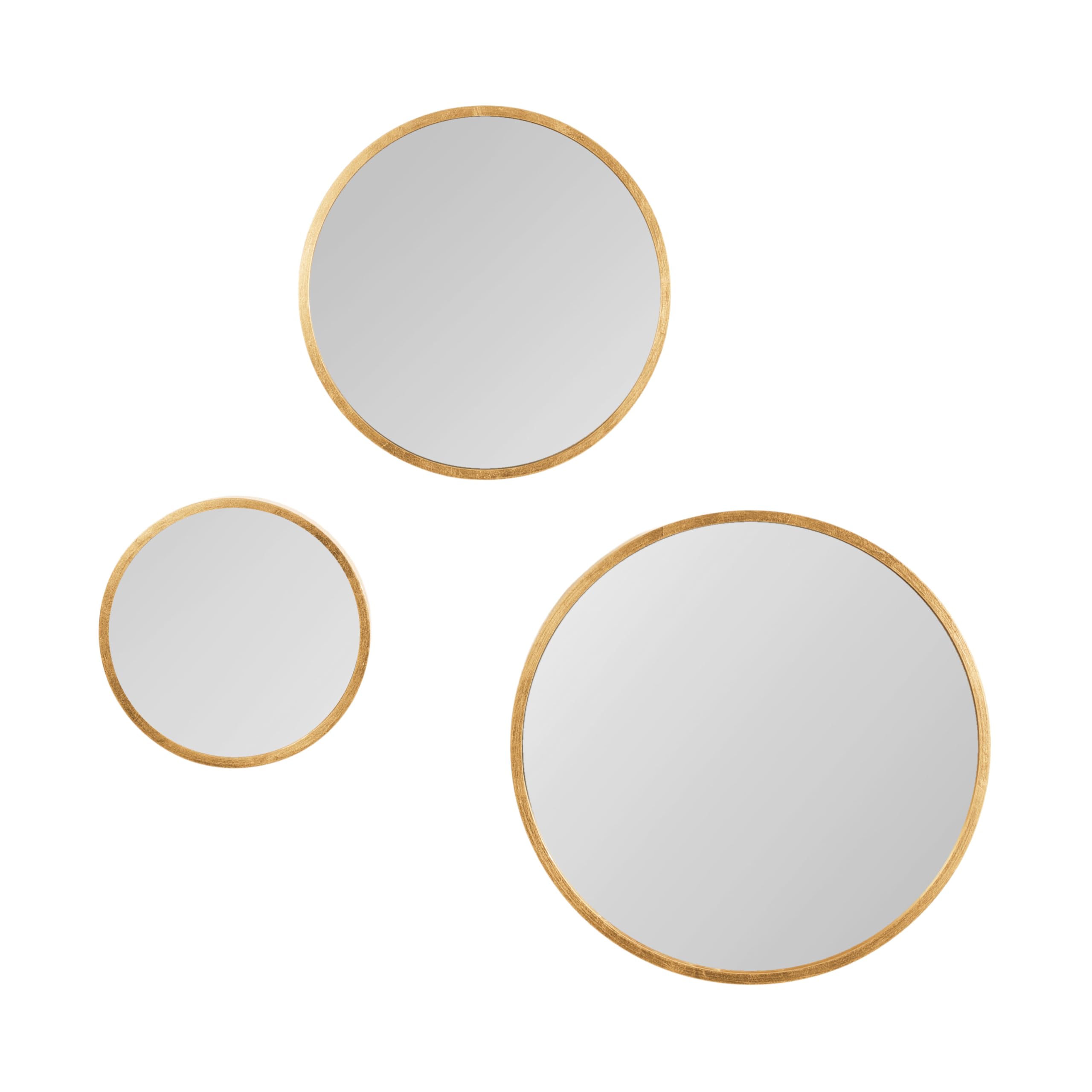 Travis Modern Round Wall Mirror Set - 3 Piece Gold Circle Mirrors