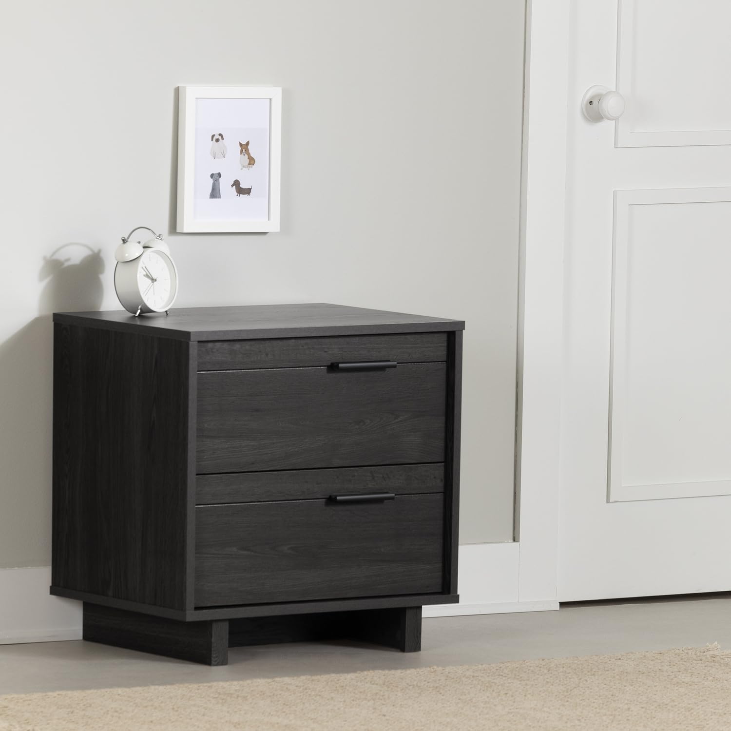 2-Drawer Nightstand Gray Oak