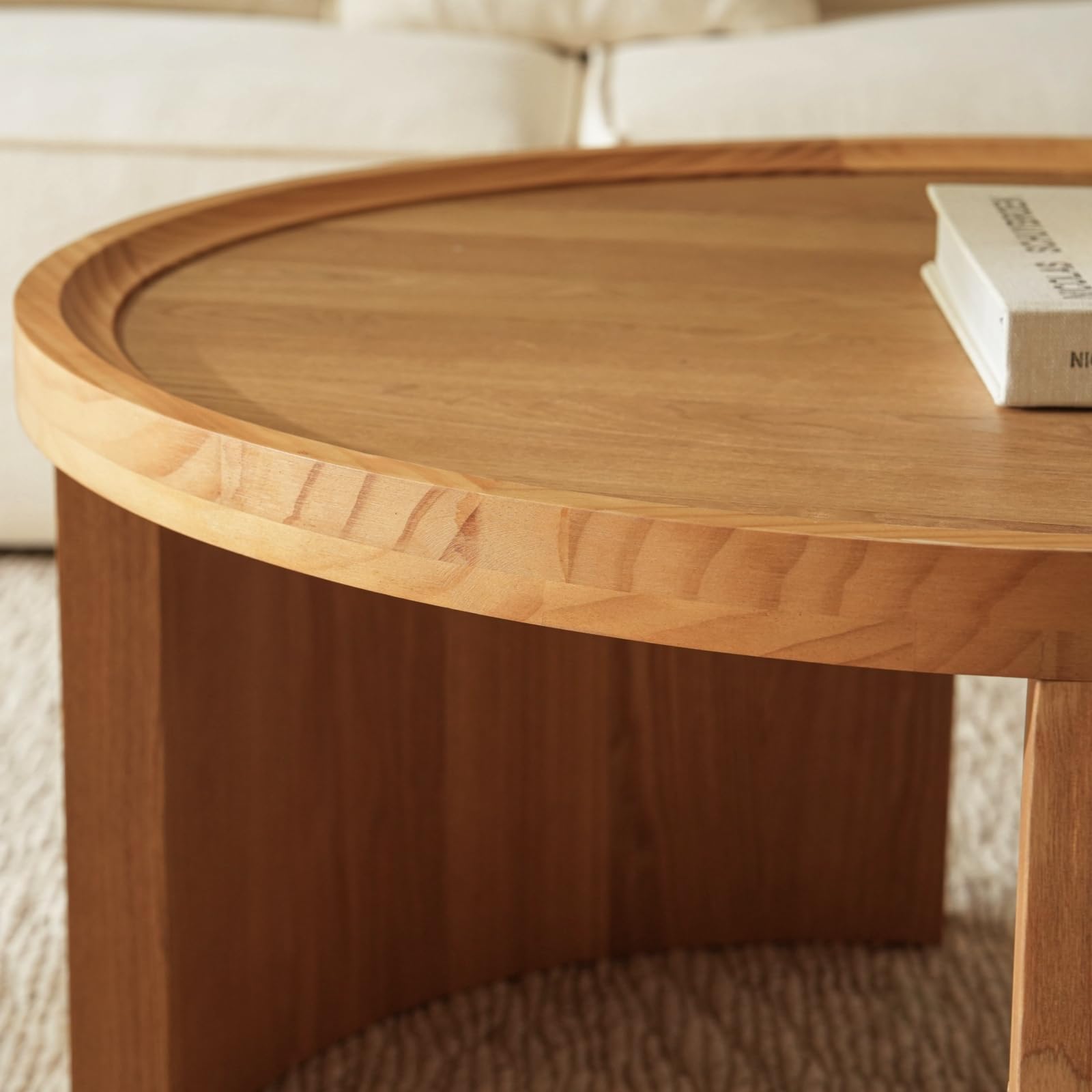 Round Nesting Coffee Table Set of 2 - Wood Look Top