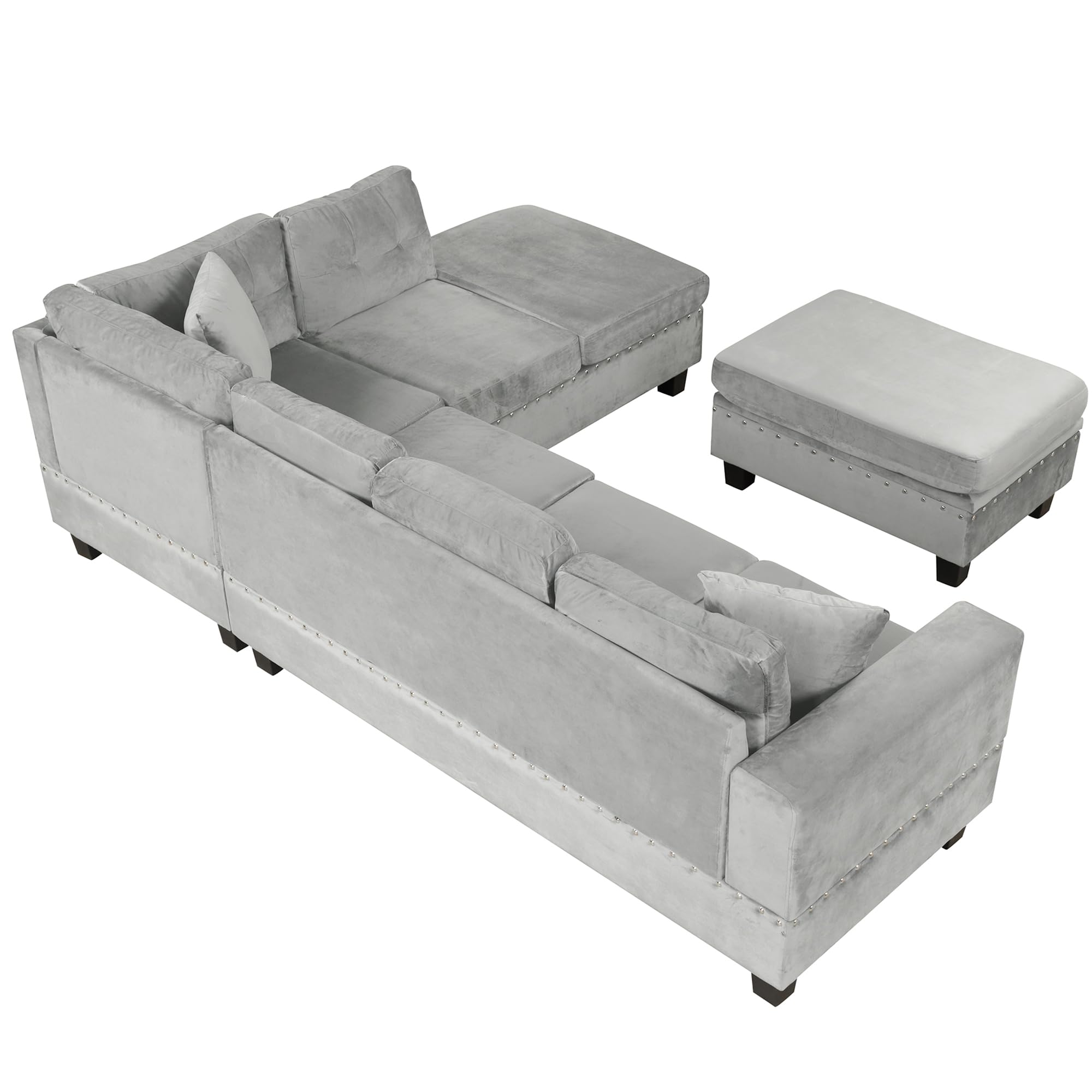 Modern L-Shaped Sectional Sofa with Storage Ottoman
