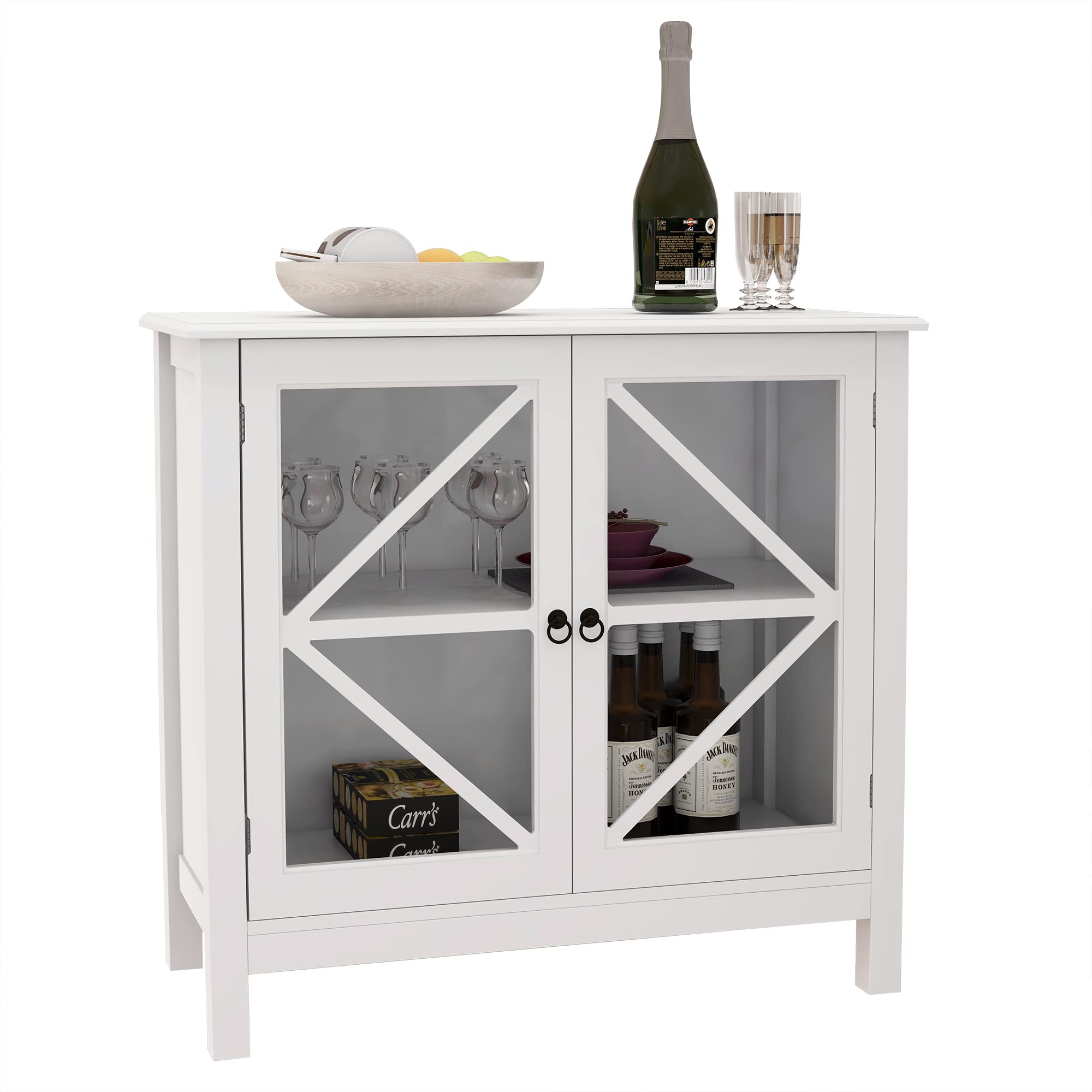 White Glass Door Buffet Sideboard