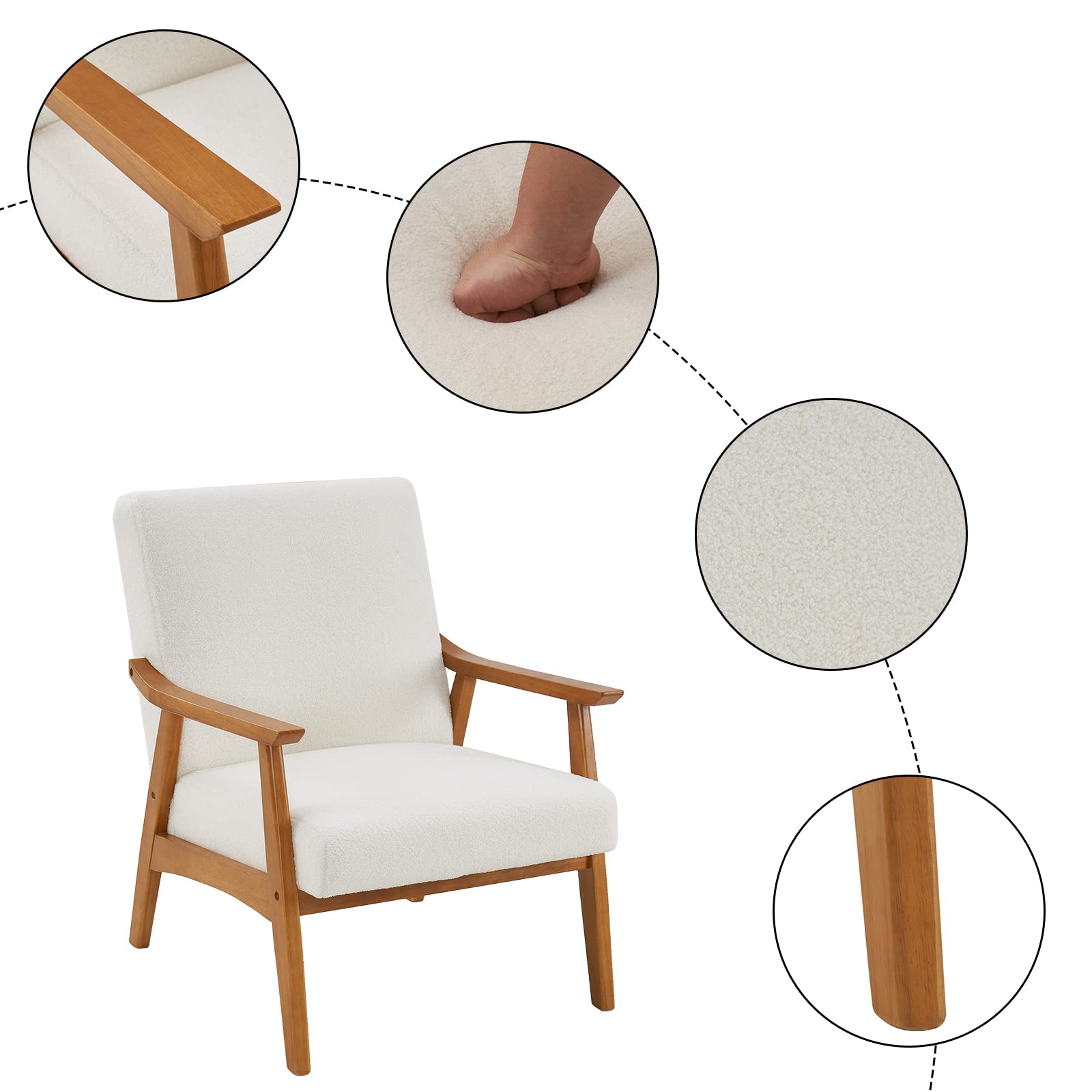 Mid-Century Accent Chair with Teddy Fleece