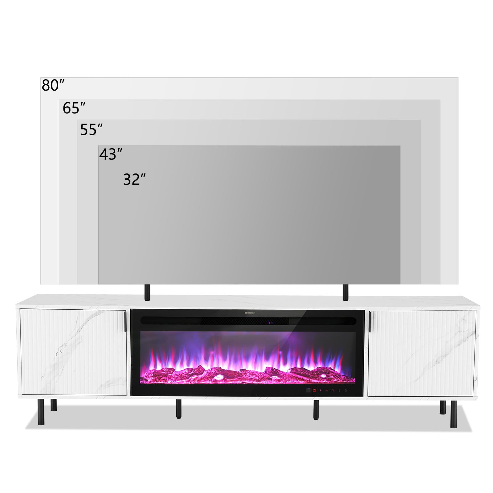 70" Fluted Fireplace TV Stand with Electric Fireplace