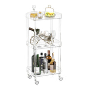 3-Tier Acrylic Bar Cart with Lockable Wheels
