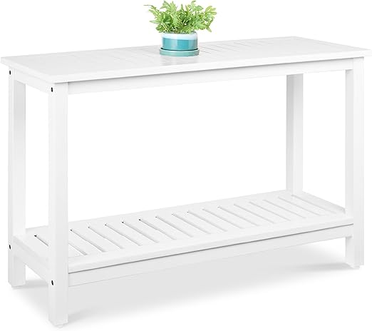 48-Inch Eucalyptus Wooden Console Table with 2 Shelves