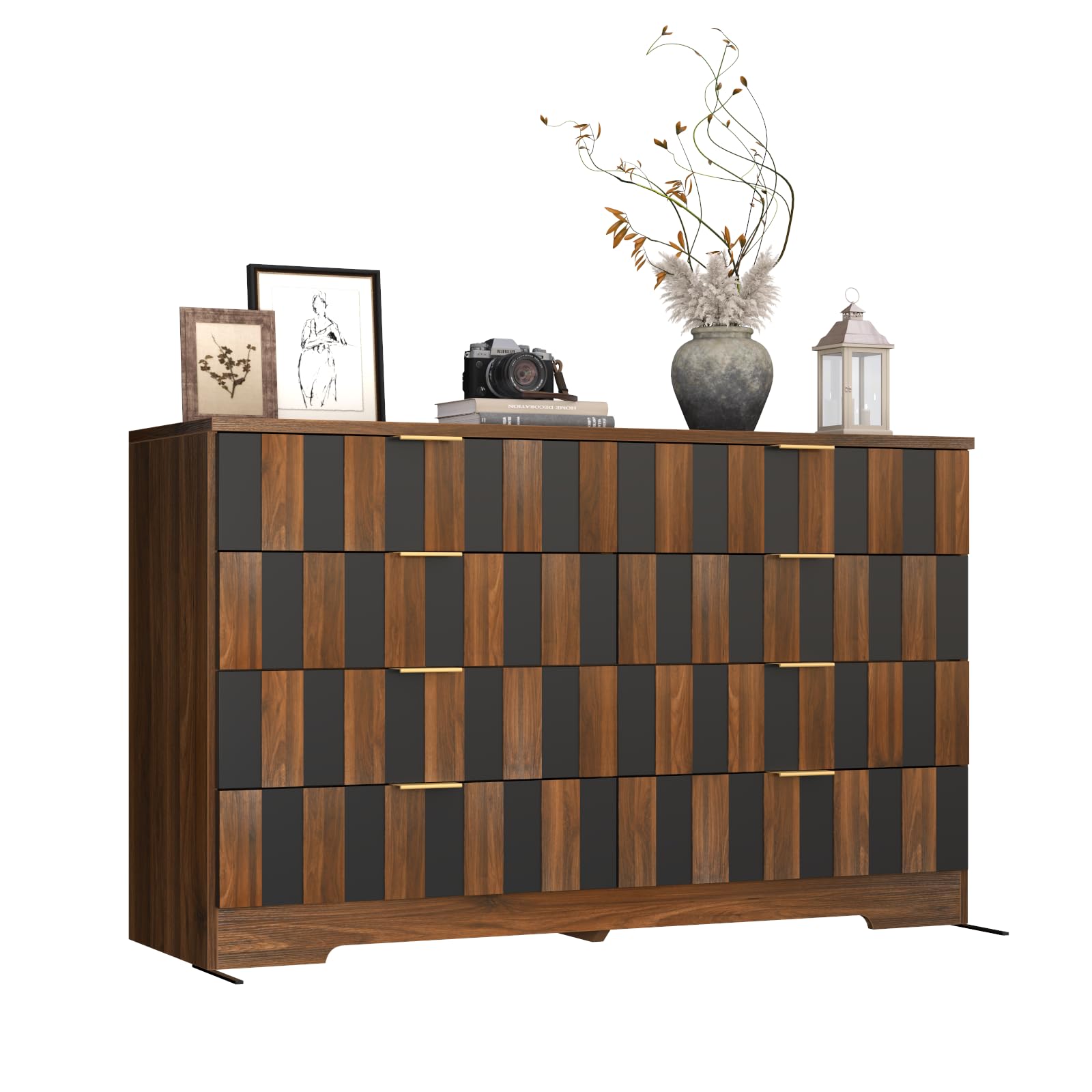 8 Drawer Dresser 48 Inch Wide Mid Century Modern Chest of Drawers