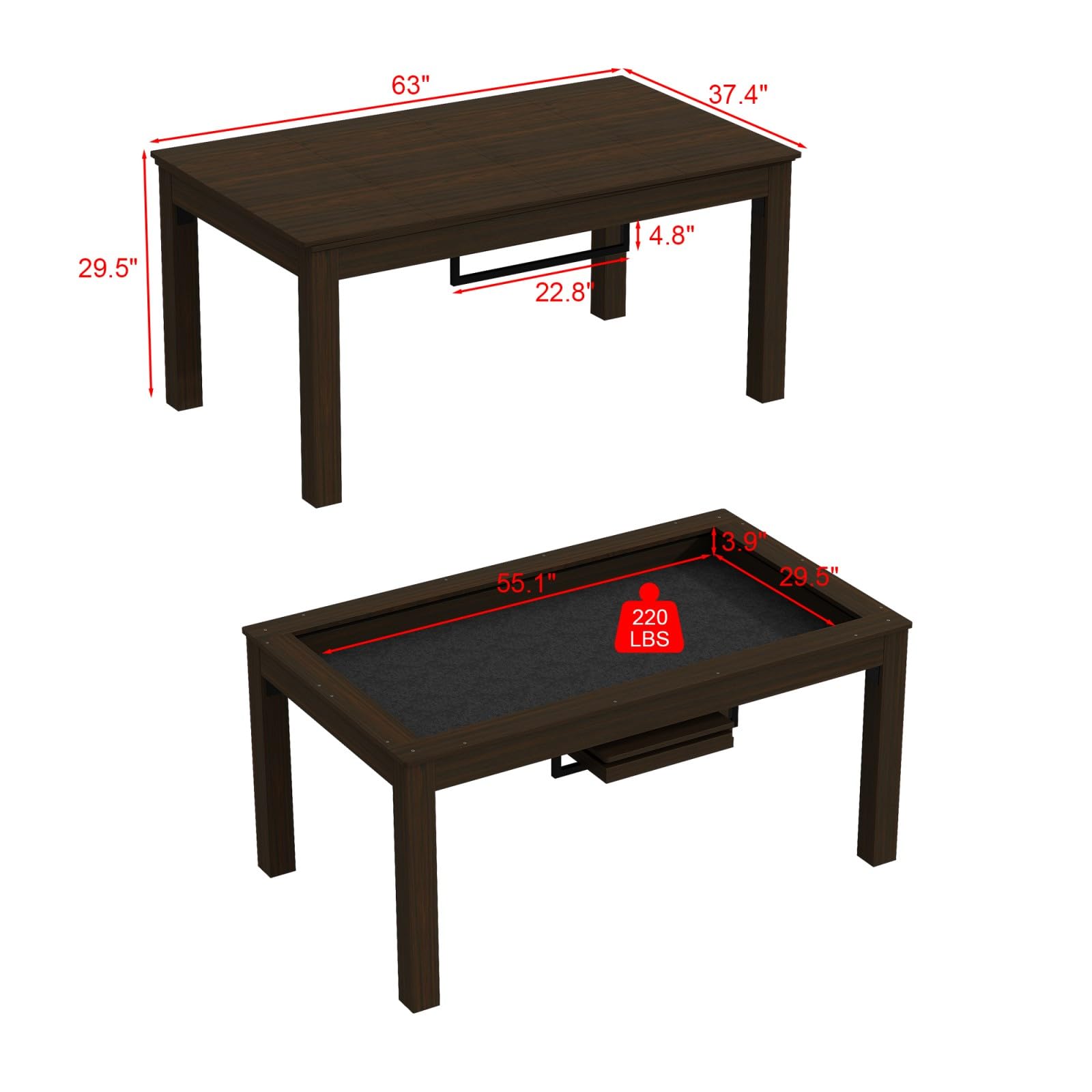 Board Game Table with Removable Tabletop