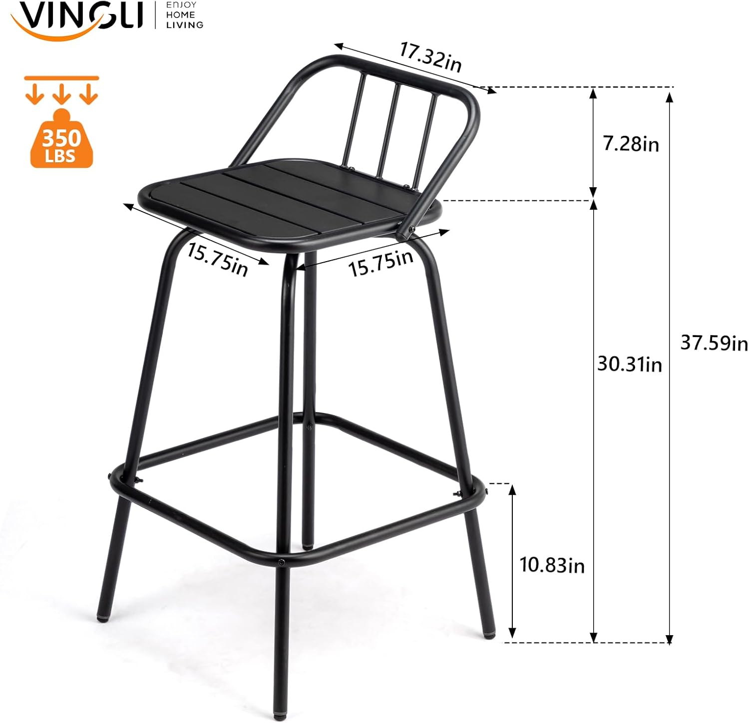 Outdoor Swivel Bar Stools 30 Inch with Backrest