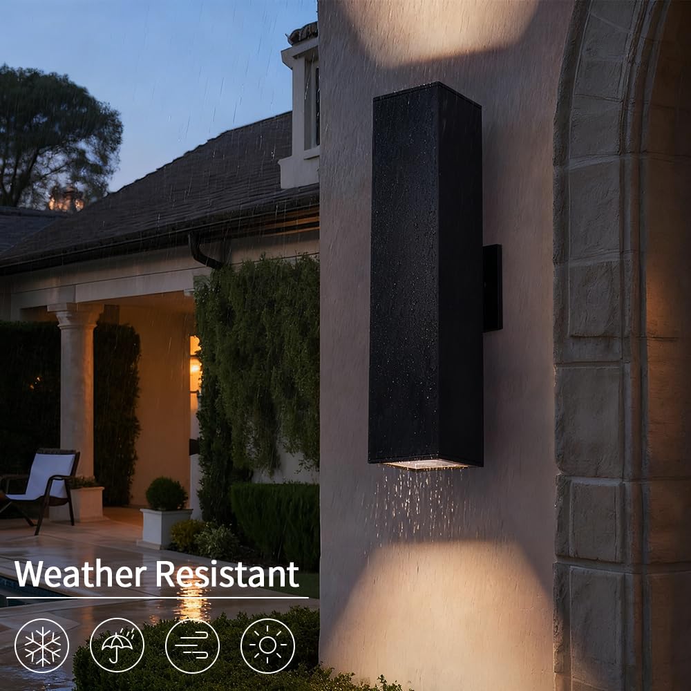 Modern Outdoor Wall Light 18" Black Aluminum