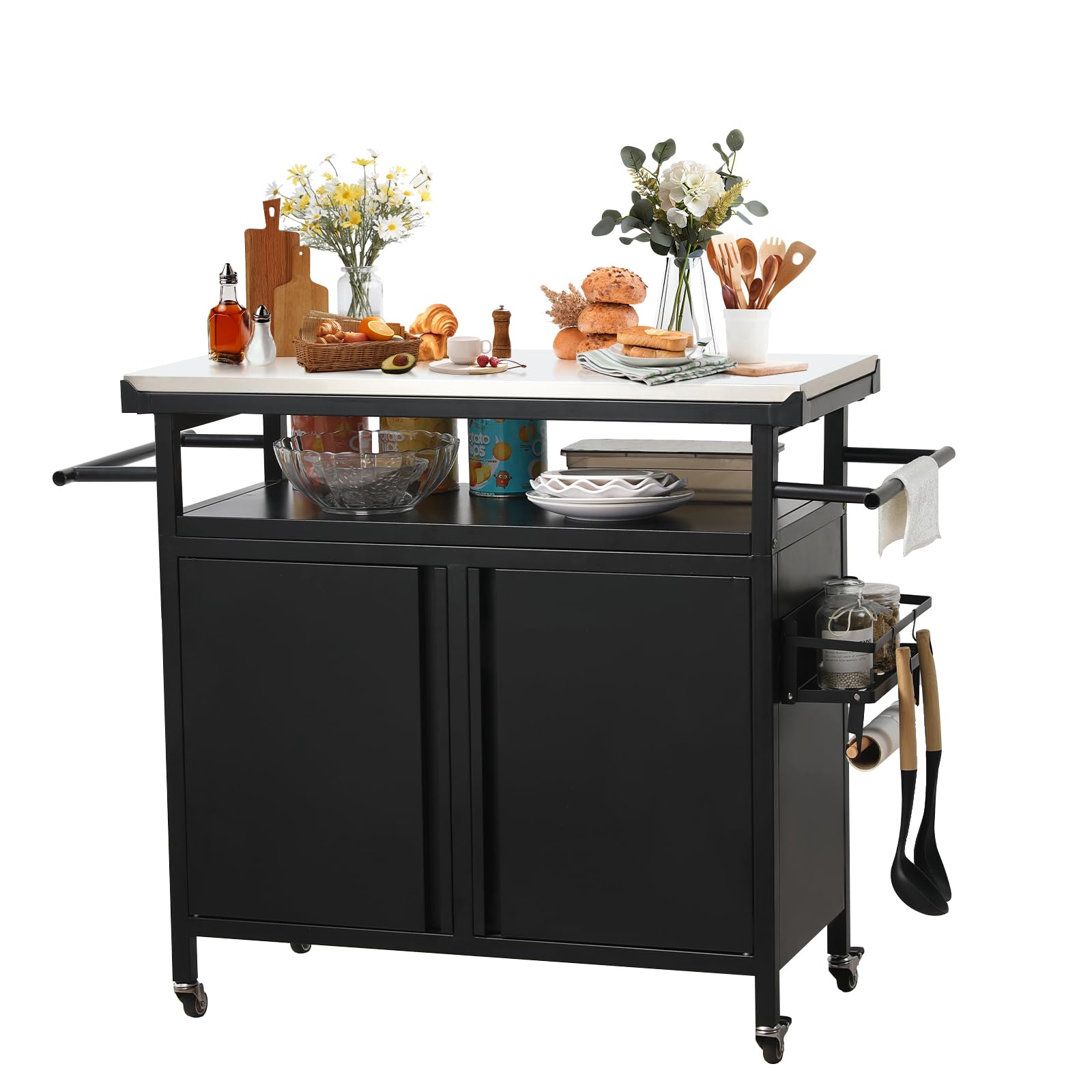 Outdoor Grill Cart with Storage Cabinet