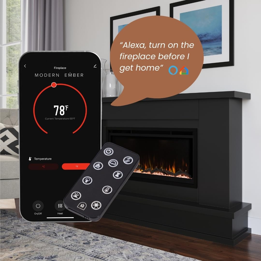 Patton Black Electric Fireplace Mantel Package 64W x 42H