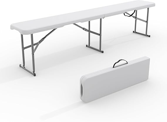 Portable Folding Bench 6 Foot 2 Pack White HDPE