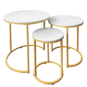 Nesting Tables Set of 3 Round Coffee Side Tables Gold