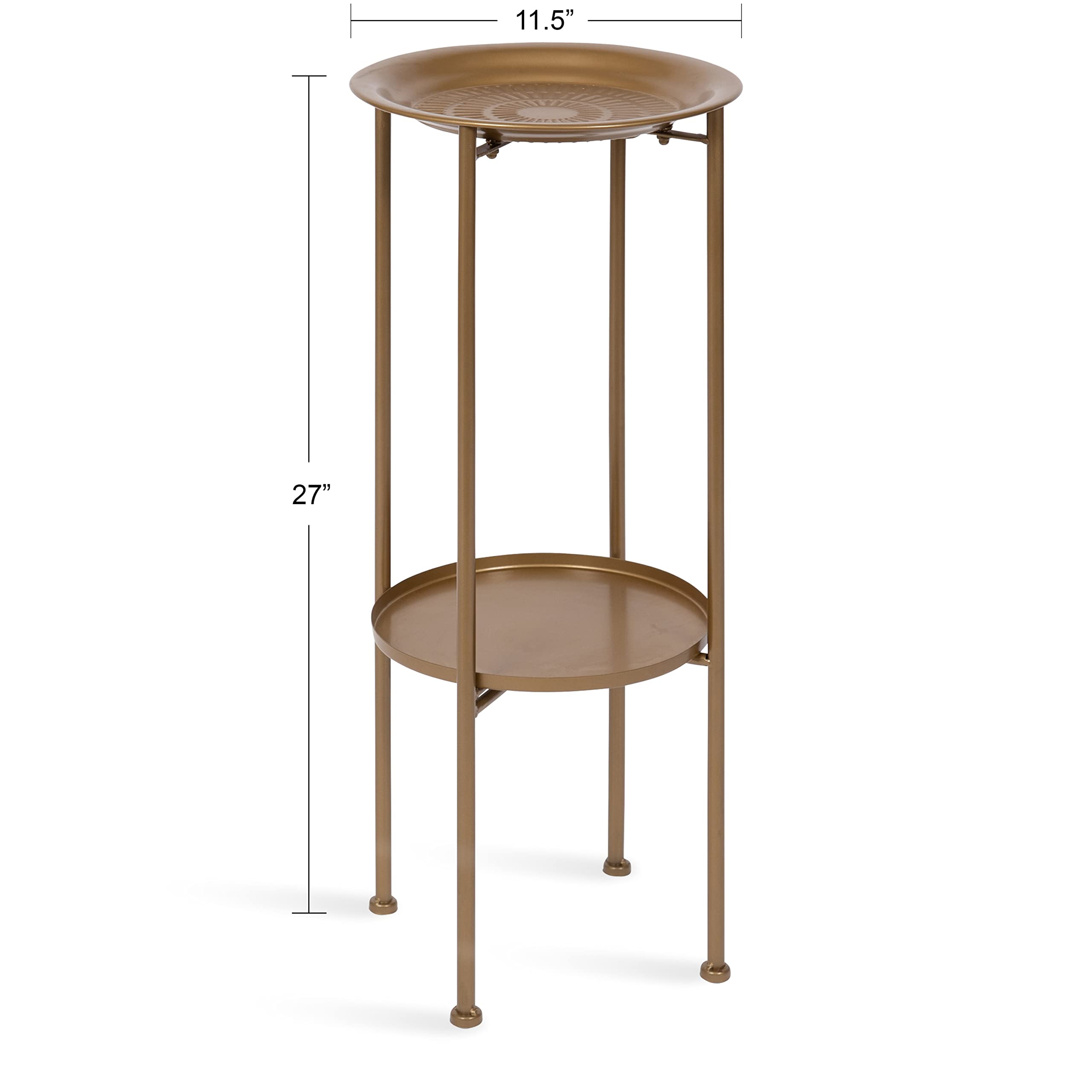 Mahdavi Modern Plant Stand Table - 12 x 12 x 27 - Gold Textured Accent