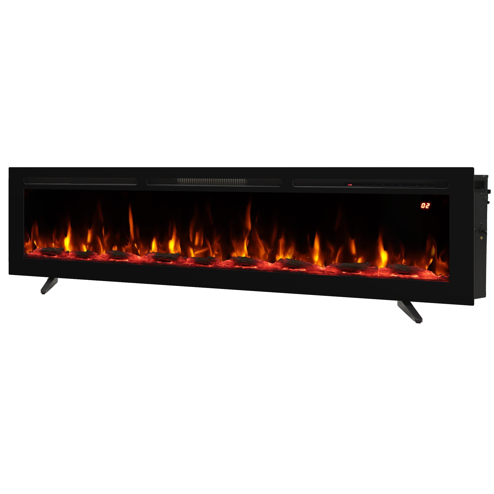 70 Inch Electric Fireplace Wall Mount Recessed Freestanding