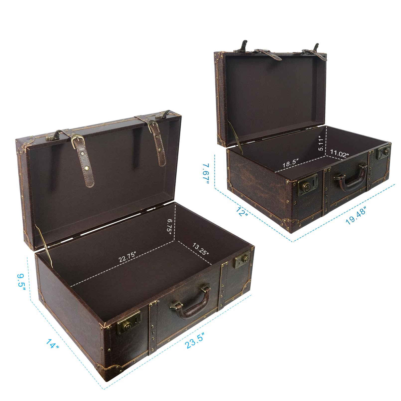 Vintage Wooden Storage Suitcase Set of 2