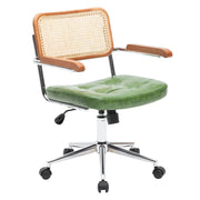 Rattan Office Chair with Wood Armrest
