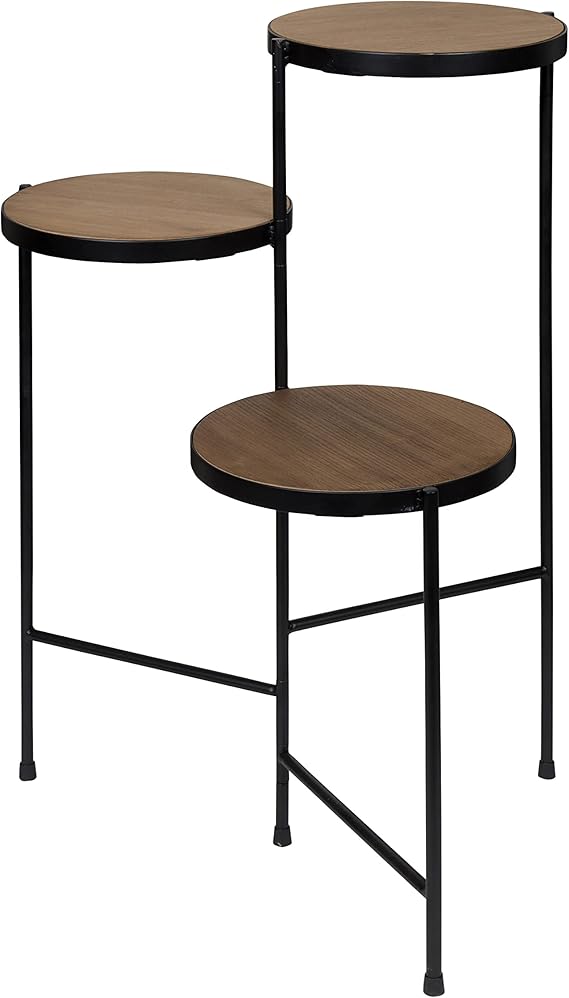Modern Tri-Level Plant Stand White and Gold