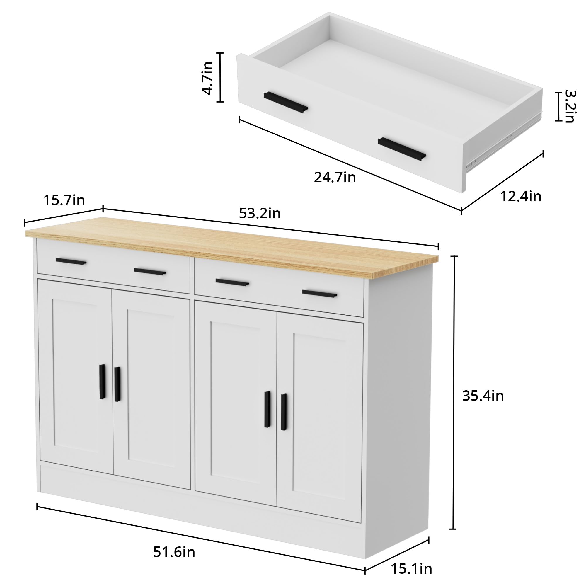 White Buffet Cabinet with Storage