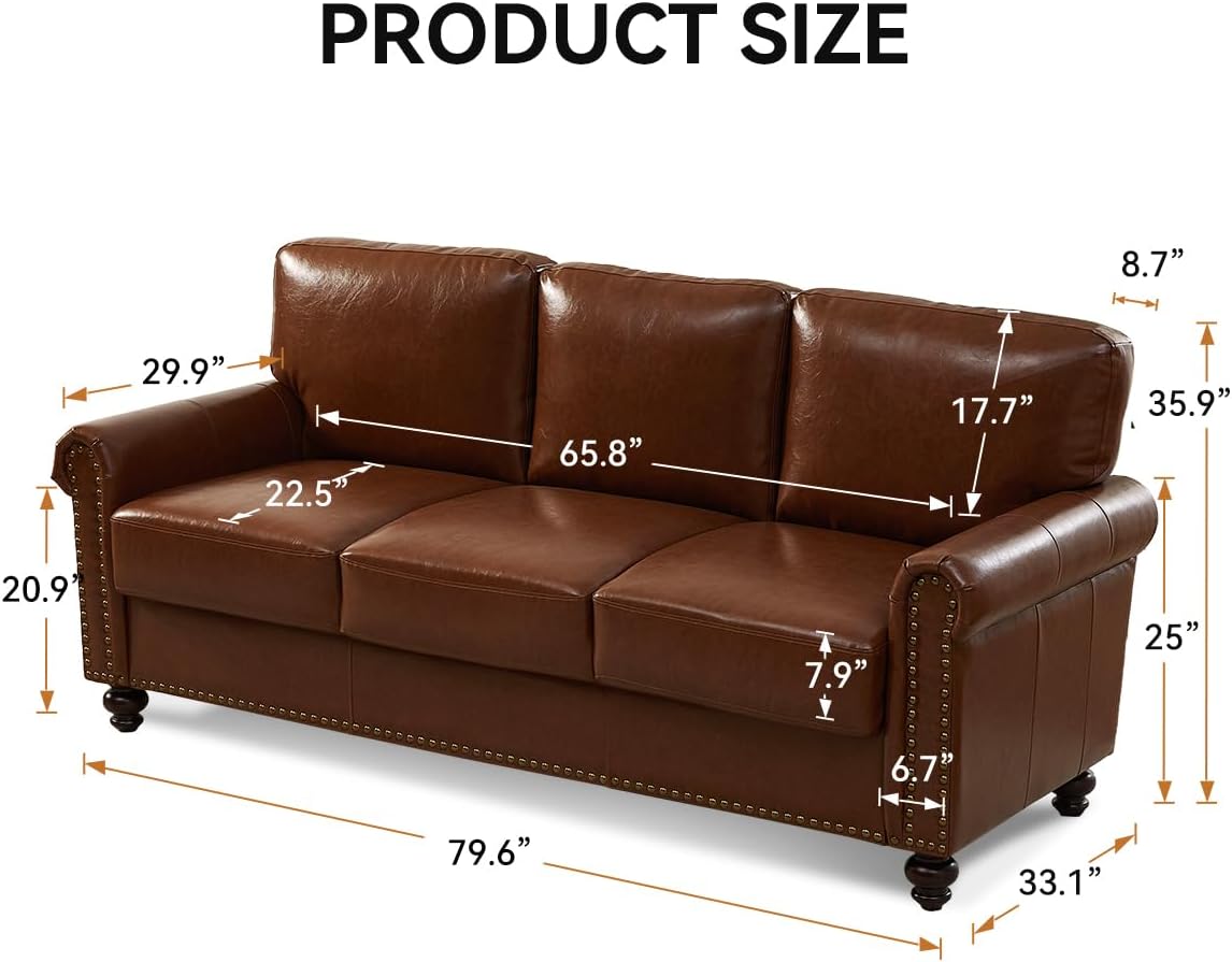 80" Faux Leather Sofa with Storage