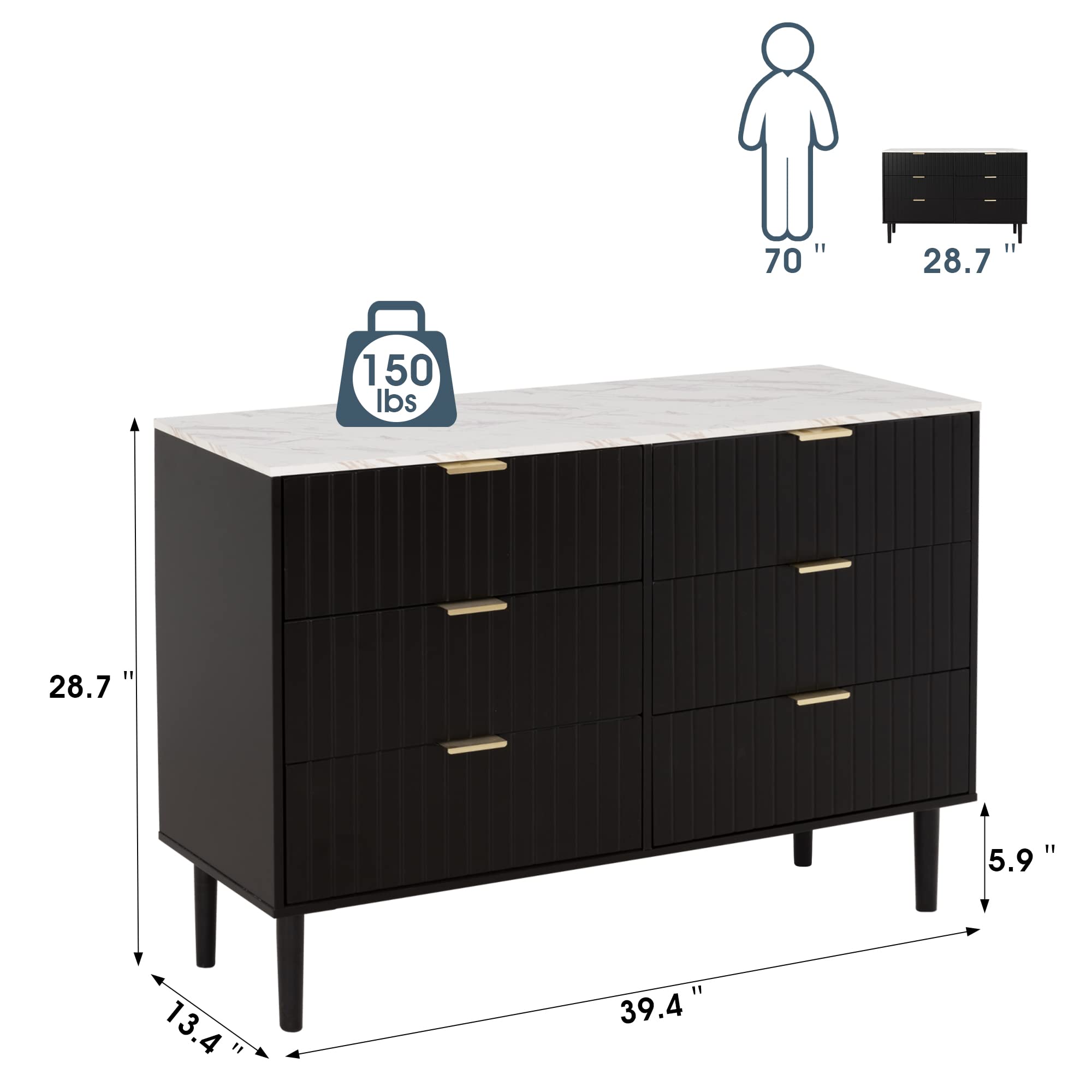 Dresser and Nightstand Set - 3 Piece Bedroom Furniture