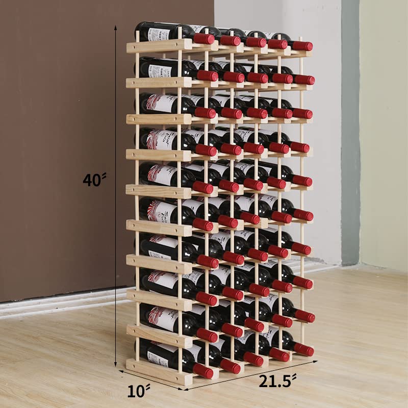 50-Bottle Pine Wine Rack Floor Standing Storage