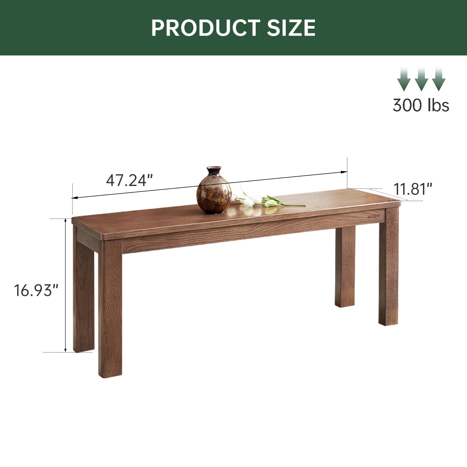 Solid Oak Dining Bench