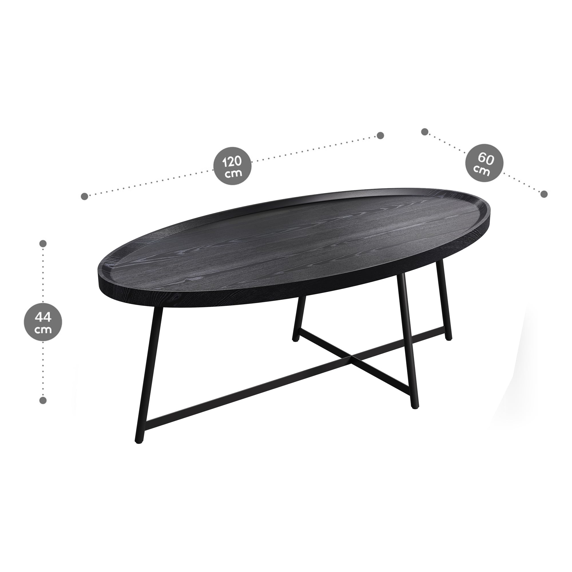 Oval Coffee Table with Metal Legs