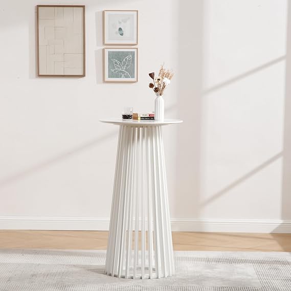 Round Pub Table 24 Inch White Wood Bar Height