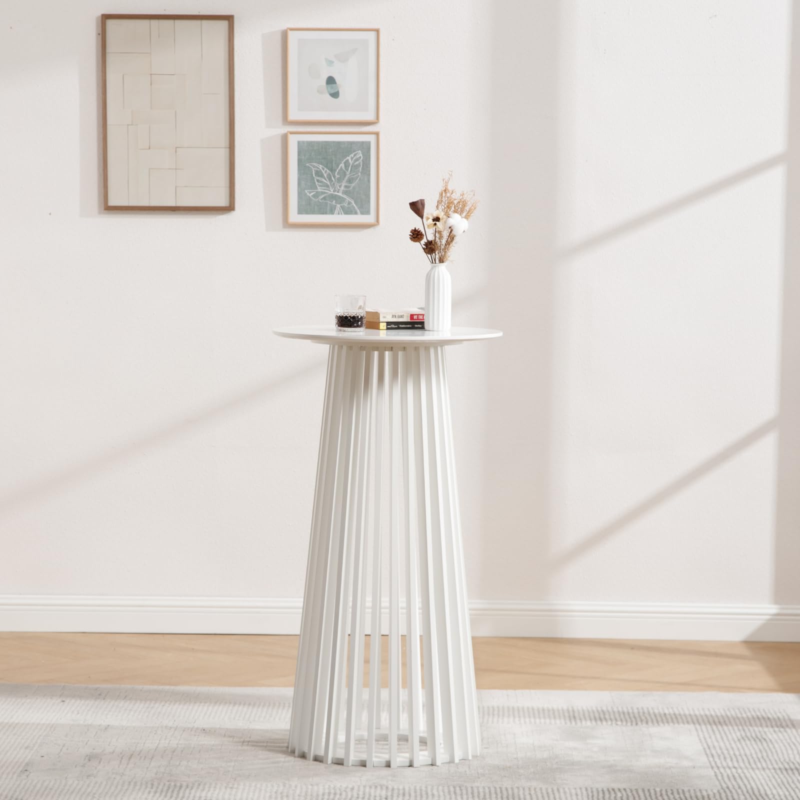 Round Pub Table 24 Inch White Wood Bar Height
