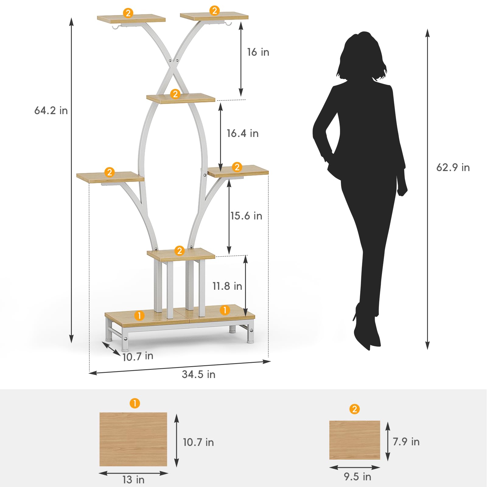 7-Tiered Metal Corner Plant Stand with Grow Lights