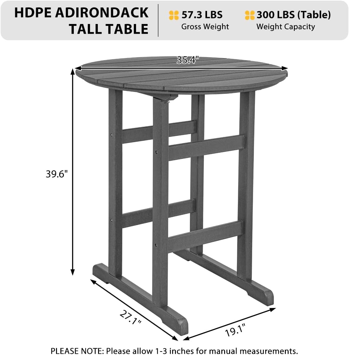 Adirondack Round Bar Table 39 Inch Height