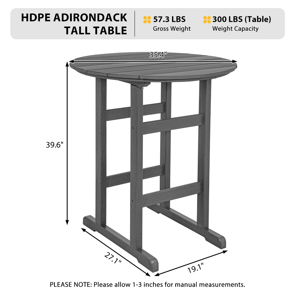 Adirondack Round Bar Table 39 Inch Height