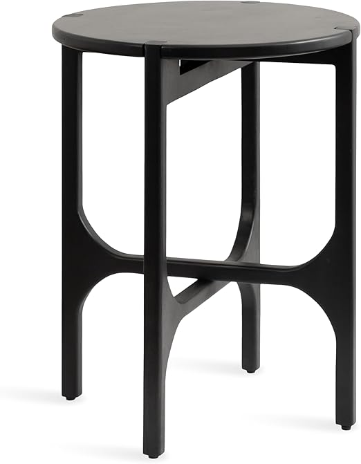 Modern Geometric Mango Wood Round Side Table