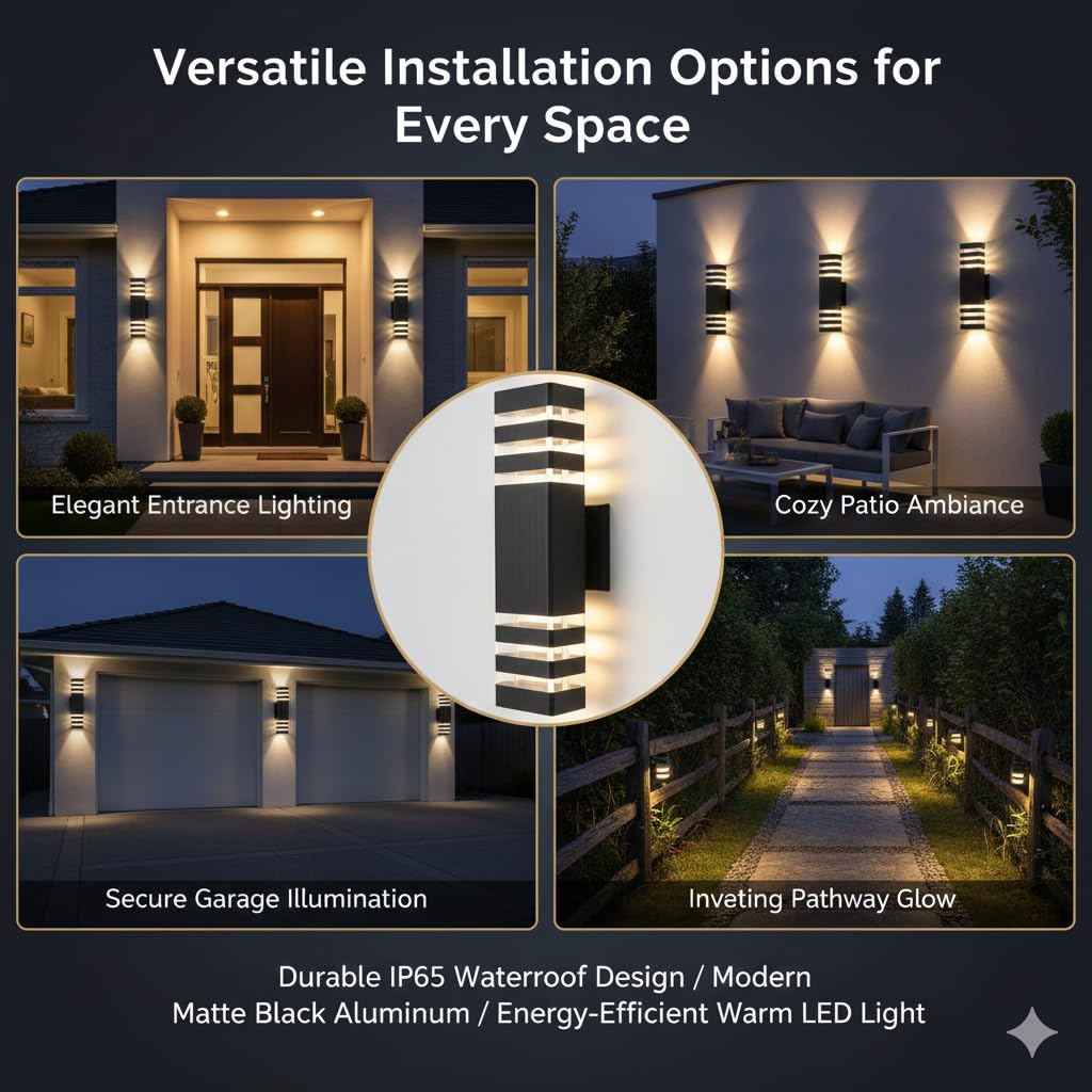 LED Outdoor Wall Light 4-Pack 18W Waterproof