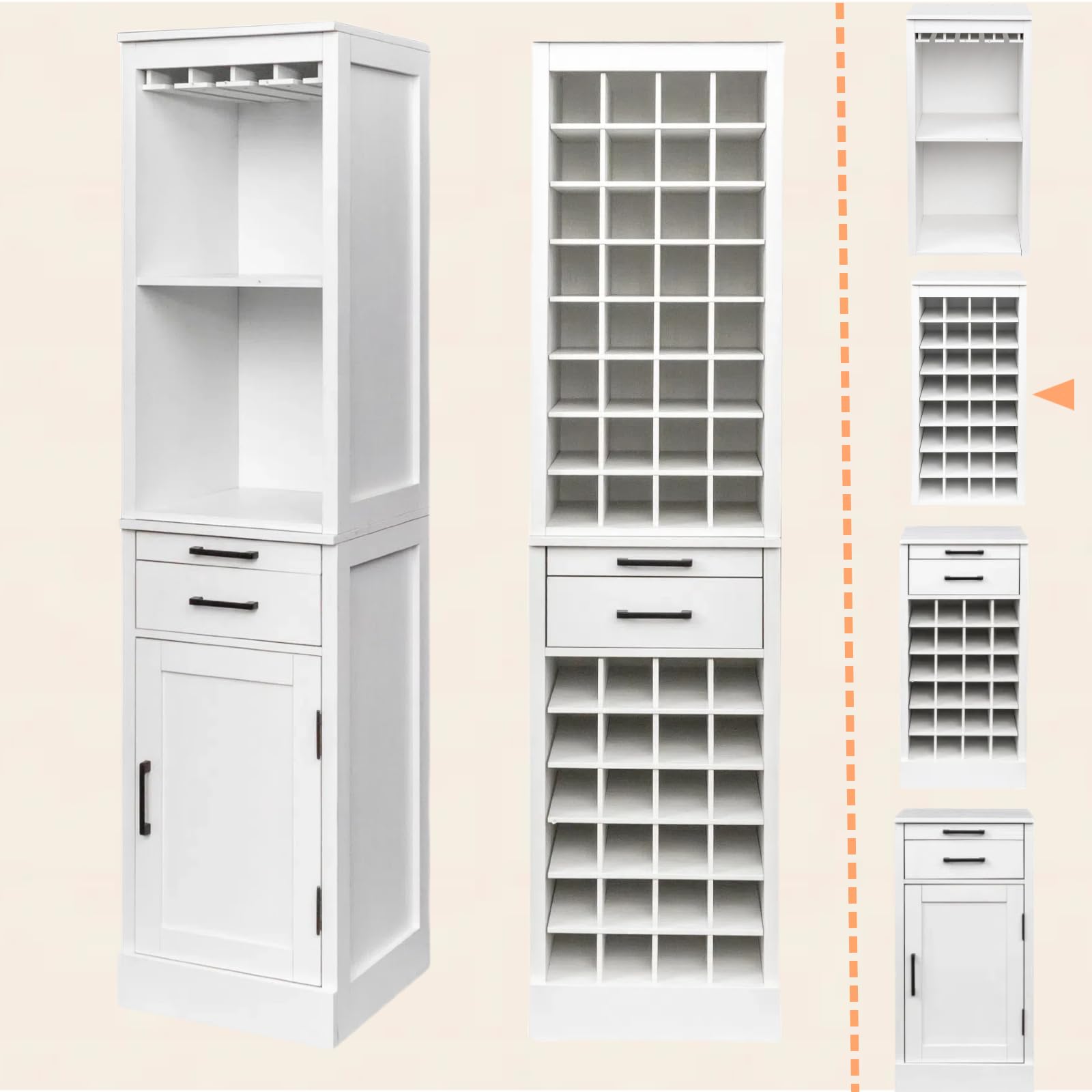 8-Tier Freestanding Wine Rack White 32 Bottle