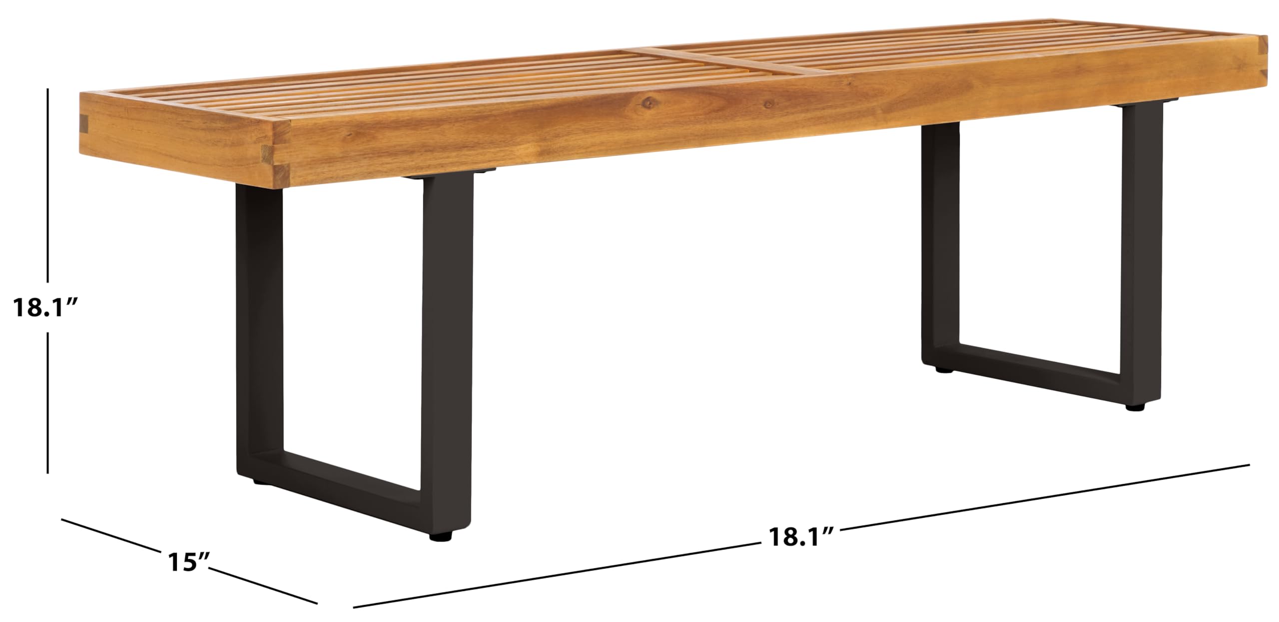 Monti 2 Seater Outdoor Bench Natural Acacia Wood Black Metal Legs
