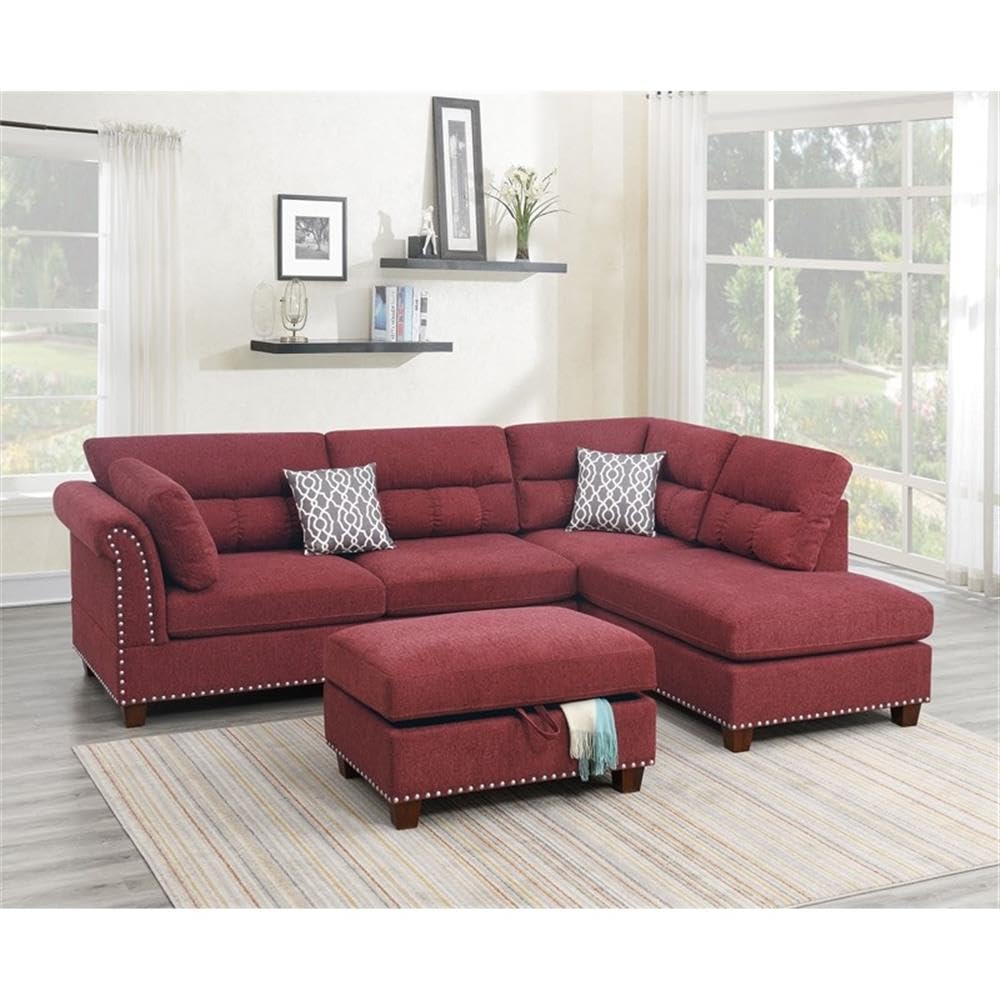 Paprika Red Sectional Sofa with Reversible Chaise