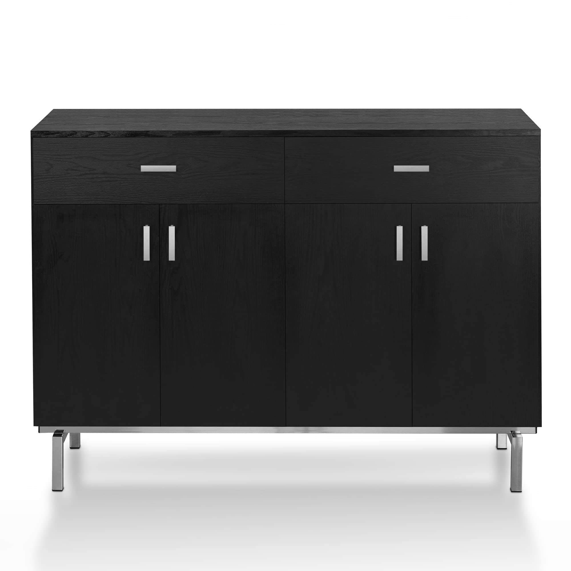 Modern Black Buffet Server with Wine Rack
