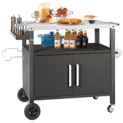 Grill Cart Table with Storage Cabinet