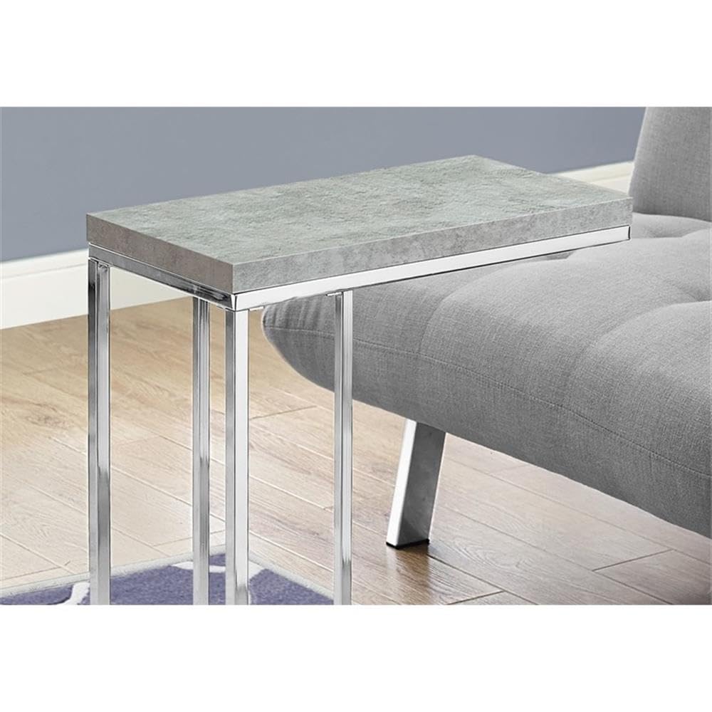 Chrome Accent Table with Grey Cement-Look Top