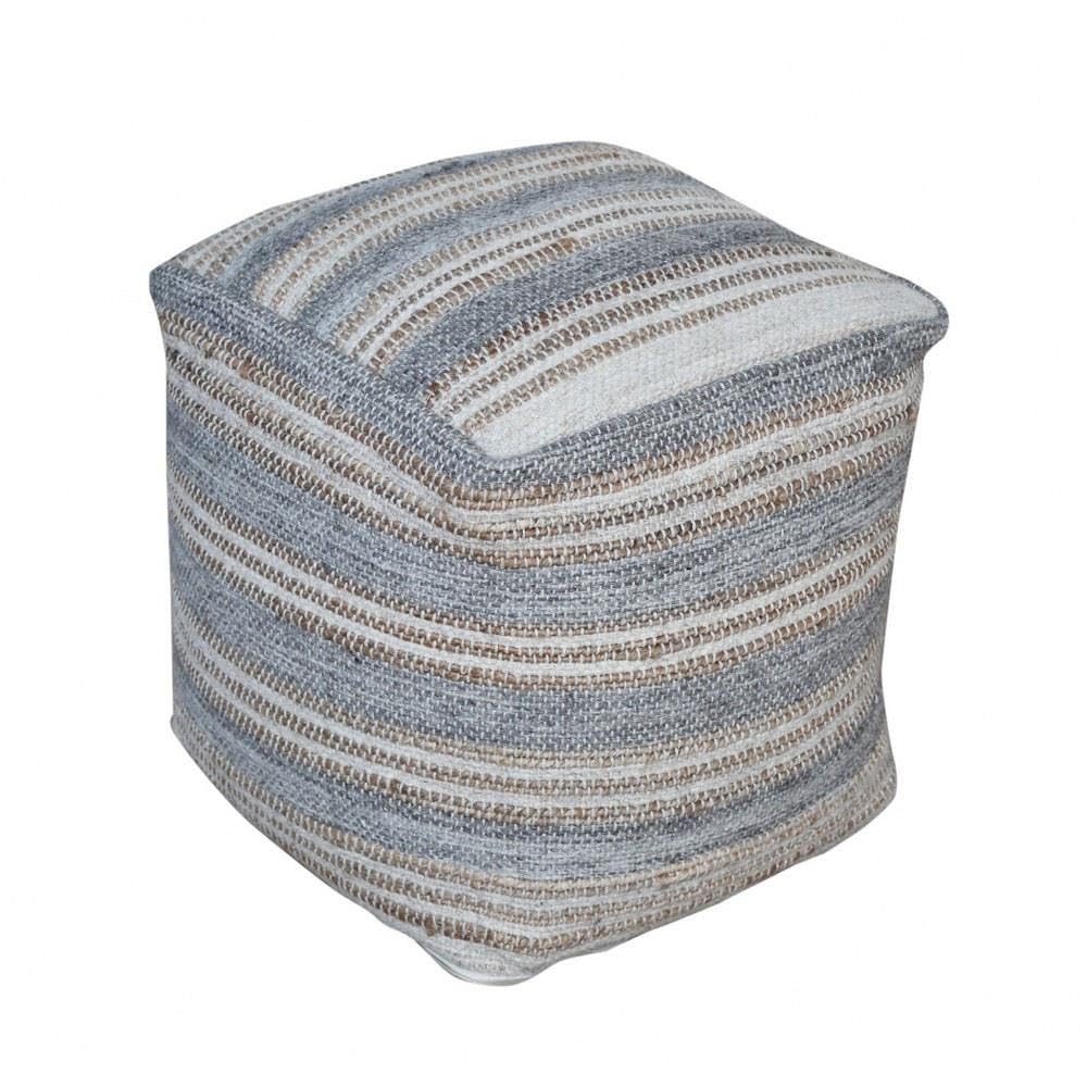18" Square Wool Pouf Ottoman